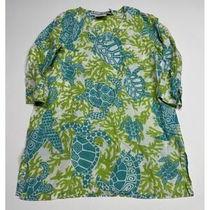 Gretchen Scott‎ Tunic Coverup Dress Turtles Coral Green Teal sz 6-8